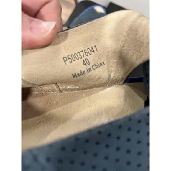 FLY London Yala Perforated Wedge Sandal Blue Suede Size 40 EU/9 US - Picture 7 of 7